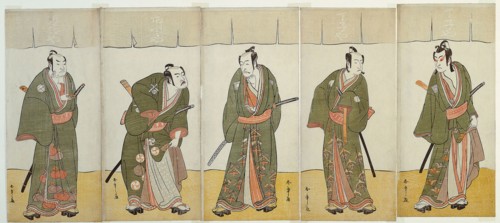The Actors Ichikawa Monnosuke II as Karigane Bunshichi, Bando Mitsugoro I as An no Heibei, Ichikawa