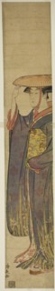 Young Woman Wearing a Hat, c. 1782, Torii Kiyonaga, Japanese, 1752-1815, Japan, Color woodblock