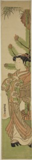 Courtesan in Front of New Year’s Decoration of Pine and Bamboo, c. early 1770s, Isoda Koryusai,
