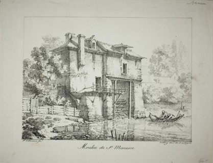 Mill at St. Maurice, 1824/27, Louis Jules Frederic Villeneuve (French, 1796-1842), printed by Comte