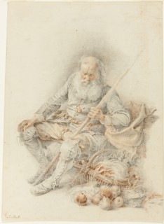 Old Man with a Basket of Fruit and Vegetables, 18th century, Jacques André Portail, French,