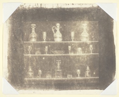 Articles of Glass on Three Shelves, c. 1844, William Henry Fox Talbot, English, 1800–1877, England,