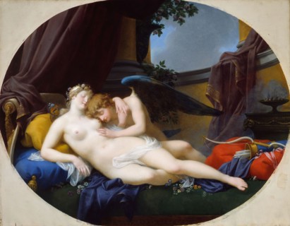 Cupid and Psyche, 1828, Jean Baptiste Regnault, French, 1754-1829, France, Oil on canvas, 60 1/8 ×