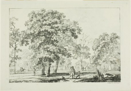 People Walking in a Wood, 1817, Louis Pierre Baltard, French, 1764-1846, France, Lithograph on