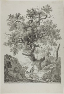 Artist in a Rocky Landscape, 1816, Pierre-Antoine Mongin (French, 1761-1827), printed by Gottfried