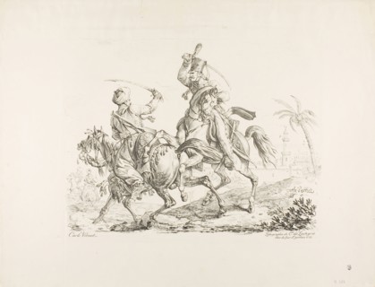 Hussard Killing a Mameluk with a Sabre, February 8, 1817, Carle Vernet (French, 1758-1836), printed