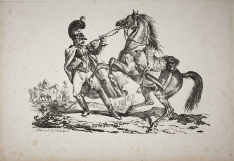 Cuirassier on Foot Holding back his Rearing Horse, February 20, 1817, Carle Vernet (French,