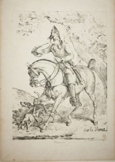 Mounted Huntsman Sounding a Horn, c. 1818, Carle Vernet (French, 1758-1836), printed by Comte de