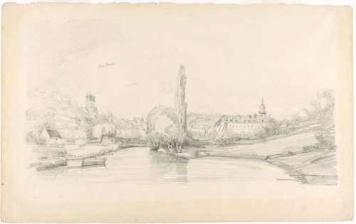 Canal Scene Near Brussels, 1870/73, Eugène Louis Boudin, French, 1824-1898, France, Graphite on