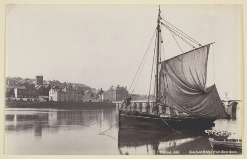 Bideford Bridge from River Bank, 1860/94, Francis Bedford, English, 1816–1894, England, Albumen
