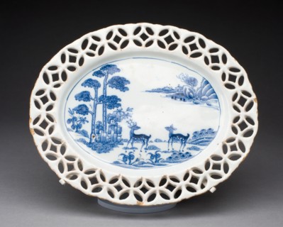Platter, c. 1740, Dublin, Ireland, Dublin, Tin-glazed earthenware, 29 × 24 cm (11 7/16 × 9 7/16 in