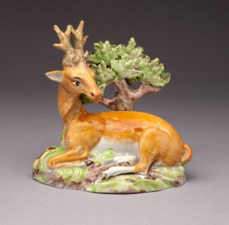 Stag, c. 1820, England, Staffordshire, Staffordshire, Lead-glazed earthenware, polychrome enamels,