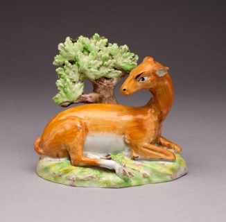 Doe, c. 1820, England, Staffordshire, Staffordshire, Lead-glazed earthenware, polychrome enamels,