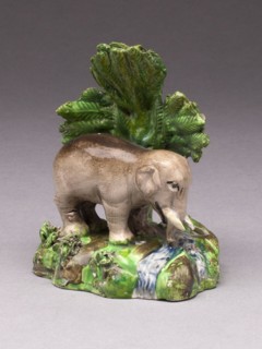 Elephant, c. 1820/30, England, Staffordshire, Staffordshire, Lead-glazed earthenware, polychrome