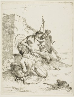 Satyr Family with the Obelisk, from Scherzi, 1735–40, Giambattista Tiepolo, Italian, 1696-1770,