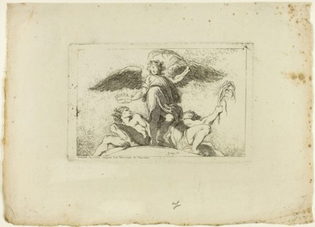 Angel Holding a Palm and a Crown, 1764, Jean Honoré Fragonard (French, 1732-1806), after Annibale