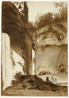 Villa of Maecenas at Tivoli, c. 1627, Bartholomeus Breenbergh, Dutch, 1598-1657, Holland, Pen and