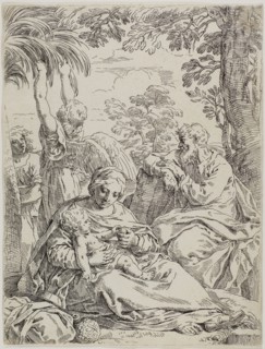 Rest on the Flight into Egypt, n.d., Simone Cantarini, Italian, 1612-1648, Italy, Etching on ivory