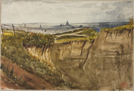 View of Paris, from Meuden, n.d., Paul Huet, French, 1803-1869, France, Watercolor, with traces of