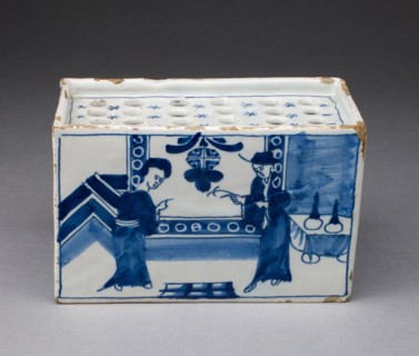 Flower Brick, c. 1750, England, London, London, Tin-glazed earthenware, 14.6 x 9.2 x 7.3 cm (5 3/4