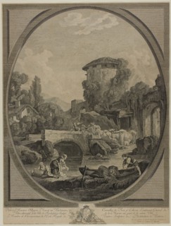 Landscape with a Bridge and a Dovecote, 18th century, Pierre François Laurent (French, 1739-1809),