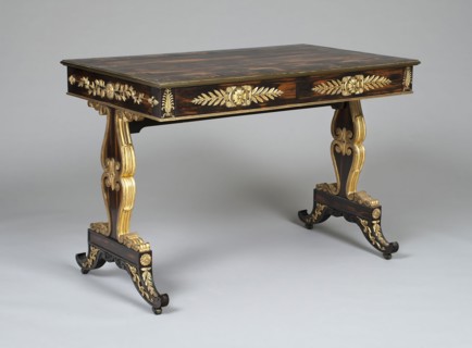 Sofa Table, c. 1805, England, Oak, calamander, and gilt brass, 73.7 × 106.7 × 64.8 cm (29 × 42 × 25