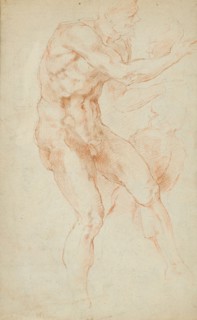 Sketches of Two Satyrs, n.d., Jean Baptiste Carpeaux, French, 1827-1875, France, Red chalk, with