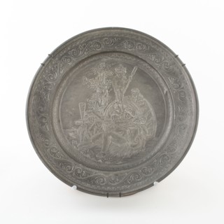 Plate with Silenus and Putti, 18th century, engraving probably 19th century, Engraving after Hans