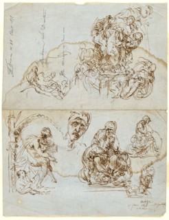 Unfinished Letter with Studies for the Ugolino Group, 1858, Jean Baptiste Carpeaux, French,