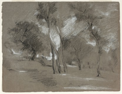 Landscape with Trees, n.d., Jean Baptiste Carpeaux, French, 1827-1875, France, Black and white