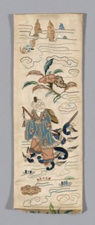 Sleeve band, Qing dynasty (1644–1911), 19th century, Han-Chinese, China, Couched and embroidered