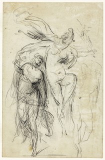 Study, 1864/65, Jean Baptiste Carpeaux, French, 1827-1875, France, Black chalk, over graphite, on