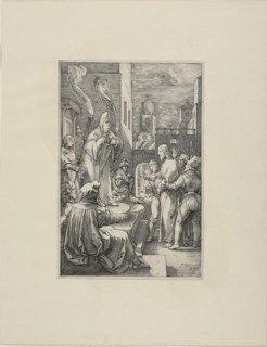 Christ Before Caiaphas, plate four from The Passion of Christ, 1597, Hendrick Goltzius, Dutch,