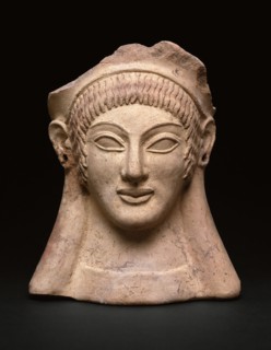 Votive (Gift) in the Shape of a Woman’s Head, about 500 BC, Etruscan, possibly Veii, Veii,