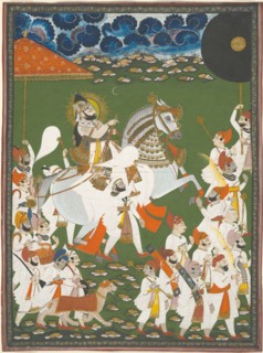 Maharana Bhim Singh in Procession, c. 1820, India, Rajasthan, Mewar, Udaipur, attributed to Ghasi