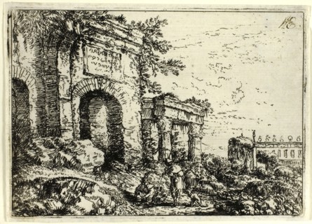 Italian Landscape with Ruins, n.d., Jonas Umbach the Elder, German, 1624-1693, Germany, Etching in
