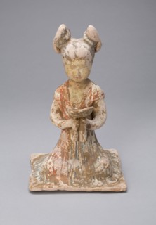 Female Musician, Tang dynasty (A.D. 618–907), late 7th/early 8th century, China, Earthenware with