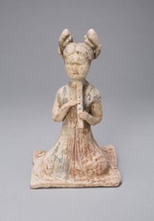Female Musician, Tang dynasty (A.D. 618–907), late 7th/early 8th century, China, Earthenware with