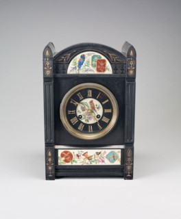 Mantel Clock, 1875/80, England, Slate, enamel, and gilding, 31.8 × 20.6 × 12.4 cm (12 1/2 × 8 1/8 ×