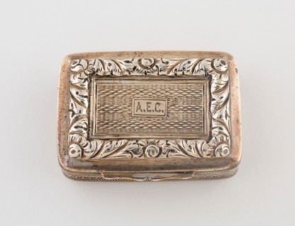 Vinaigrette, c. 1822/23, Marked TN, Birmingham, England, Birmingham, Silver and silver gilt, 3.8 ×