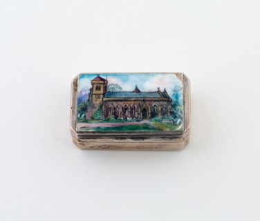 Vinaigrette with View of a Church, c. 1890, Possibly England, England, Silver, silver gilt, and