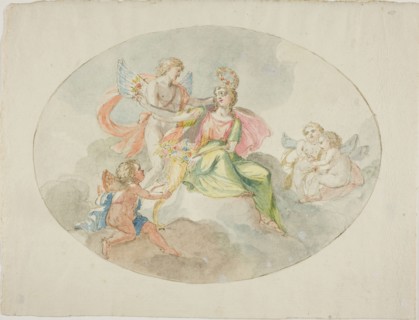 Allegory of Abundance (Sketch for a Ceiling Painting), n.d., Attributed to Domenico Pozzi, Italian,