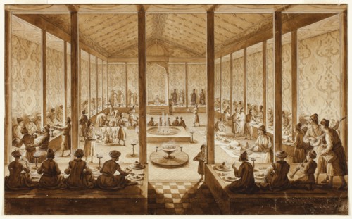 Oriental Banquet Scene, 1795/96, Jean Baptiste Hilaire, French, 1753-1822, France, Pen and gray and