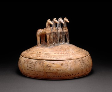 Pyxis (Container for Personal Objects), 730/720 BC, Greek, Athens, Athens, terracotta, 25 × 33 × 33