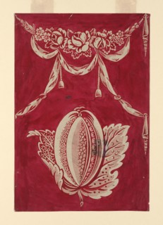 Design for a Printed Textile, 18th century, France, Watercolor on paper, 34.5 × 23.4 cm (13 5/8 × 9