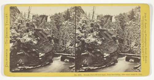 Nevada Fall (700 feet high), From Foot-Bridge, after Snow Storm in July, 1870, John P. Soule,
