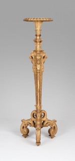 Stand for Candelabrum (Torchère), 1685/90, France, Paris, France, Caned, gessoed, and gilded oak,