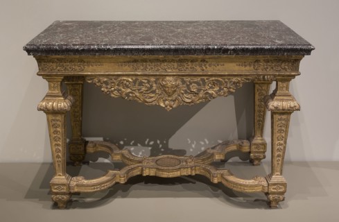 Pier Table, 1685/90, France, Paris, France, Carved, gessoed, and gilded wood, marble top, 83.6 ×