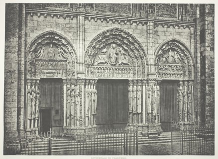 Main Portal, Chartres Cathedral, c. 1860, printed c. 1873, Édouard Baldus, French, born Germany,