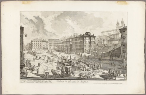 View of the Piazza di Spagna, from Views of Rome, 1750/59, Giovanni Battista Piranesi, Italian,